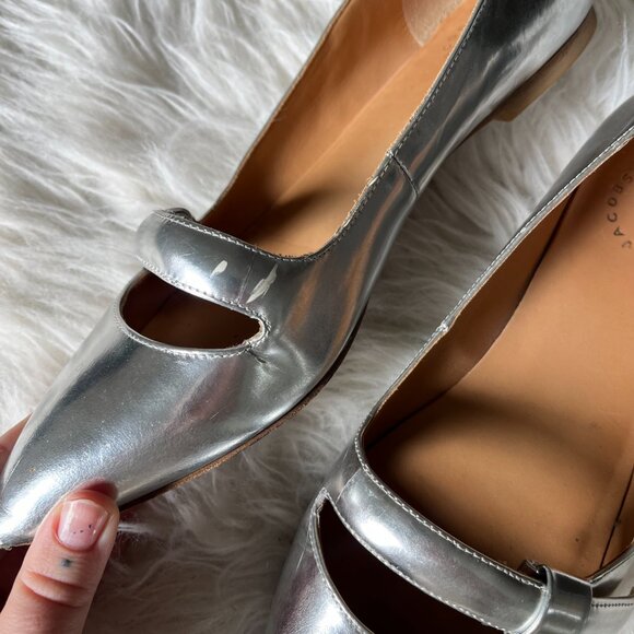 Marc by Marc Jacobs Silver Leather Ballet Maryjane Pointed Toe Flats - Picture 4 of 8